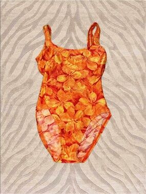 Tropical Escape Orange Floral One-Piece Swimsuit